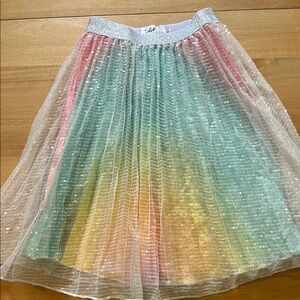 Lola + The Boys Blue and Pink Sequin Pleated Midi Skirt